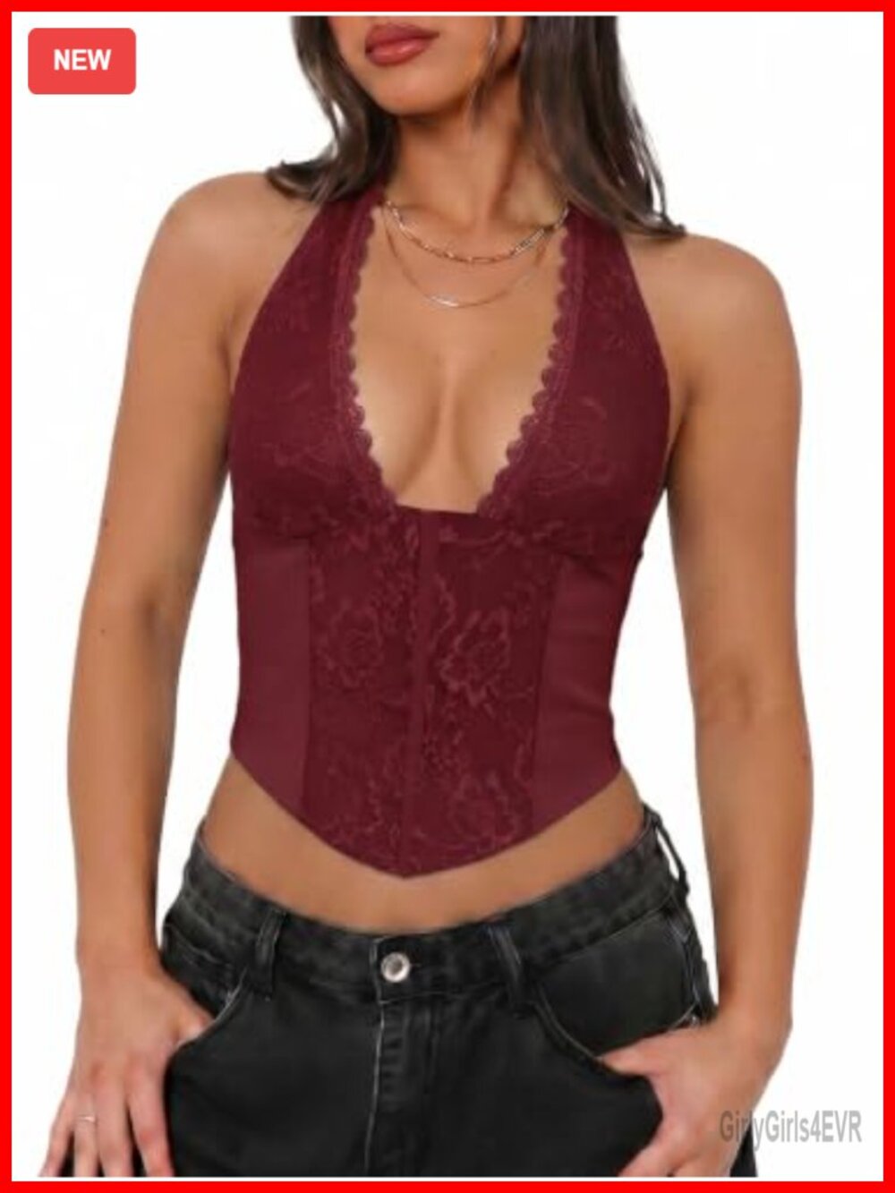 Sexy Lace Halter Backless Y2K Going Out Corset Crop Top